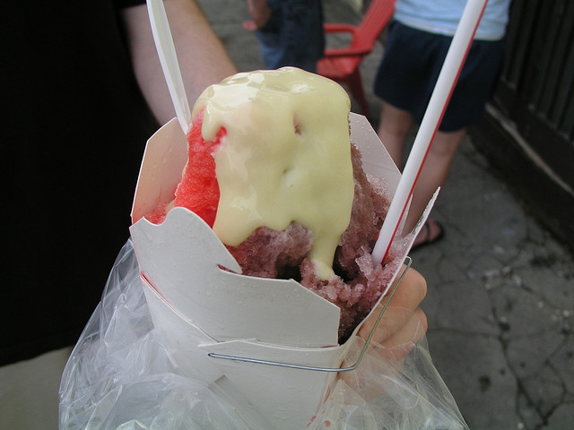 The Plum Street Snoballs stand at French Quarter Fest gives guests the option to add tequila, whiskey, and other liquors to their snoballs. (Photo courtesy Flickr user Tim Gonzalez)