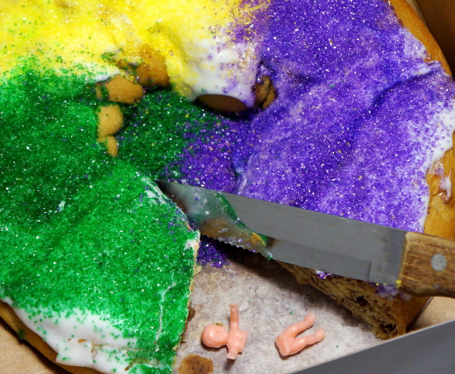 Tradition dictaces that whoever gets the baby has to buy the next king cake. (Photo courtesy Bart Everson on Flickr)